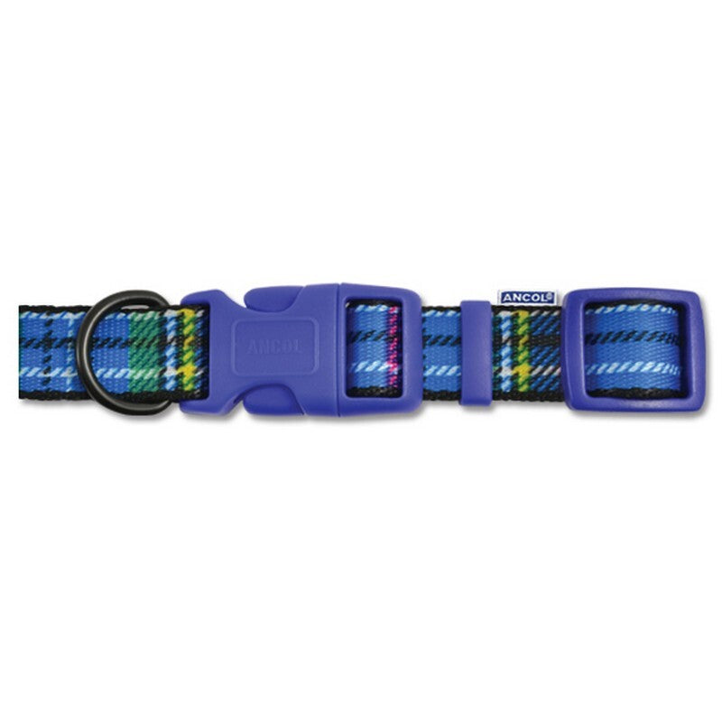 Ancol Blue Tartan Adjustable Dog Collar 20 - 30cm