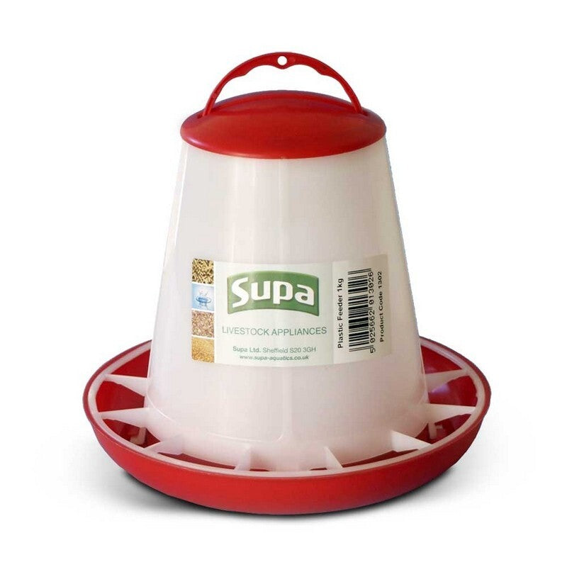 Supa Red & White Poultry Feeder x 3