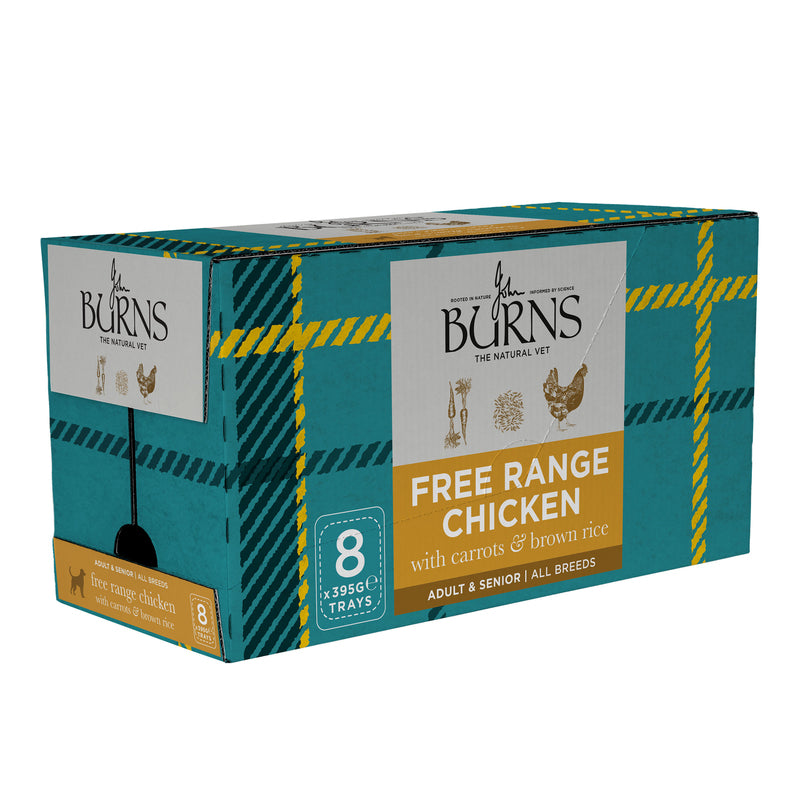 Burns Free Range Chicken with Carrots & Organic Brown Rice Trays 395g x 8