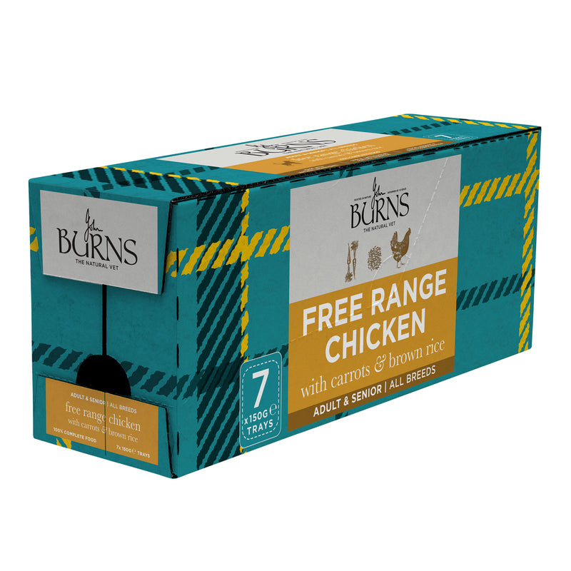 Burns Free Range Chicken with Carrots & Organic Brown Rice Tray 150g x 7