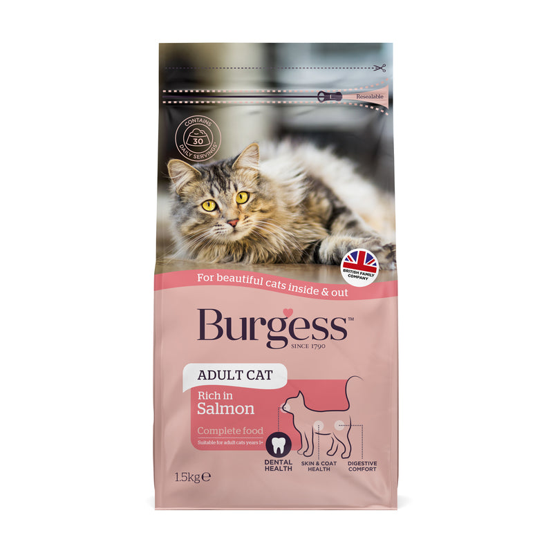 Burgess Adult Cat Rich in Scottish Salmon 1.5kg x 4