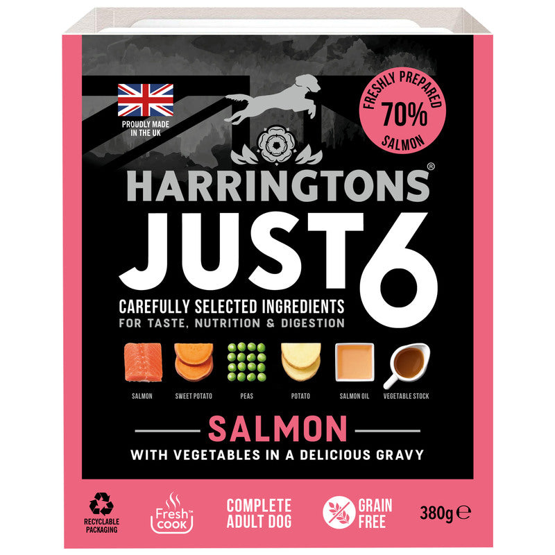 Harringtons Just 6 Complete Adult Salmon Trays 380g x 8