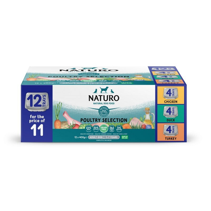 Naturo Adult Grain Free Variety with Potato & Veg Trays 400g x 12 for 11
