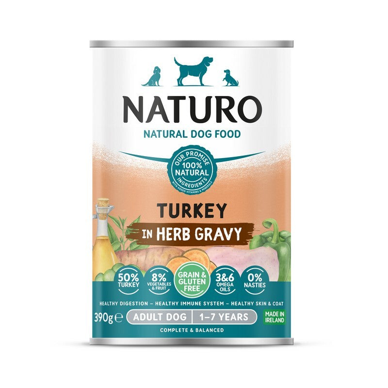 Naturo Adult Grain & Gluten Free Turkey in Herb Gravy Tins 390g x 12