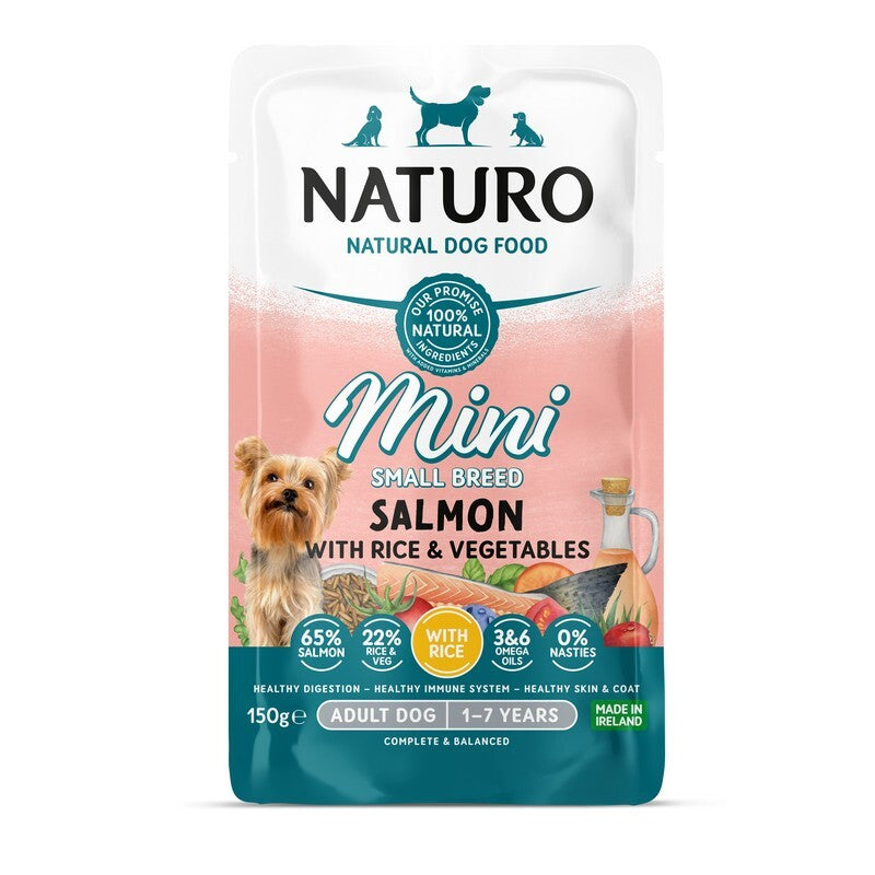 Naturo Adult Mini Salmon with Rice & Veg Pouches 150g x 8
