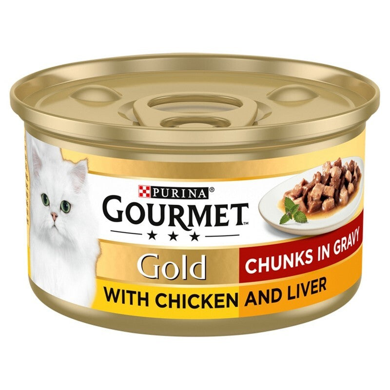 Gourmet Gold Chunks in Gravy Chicken & Liver Tins 85g x 12