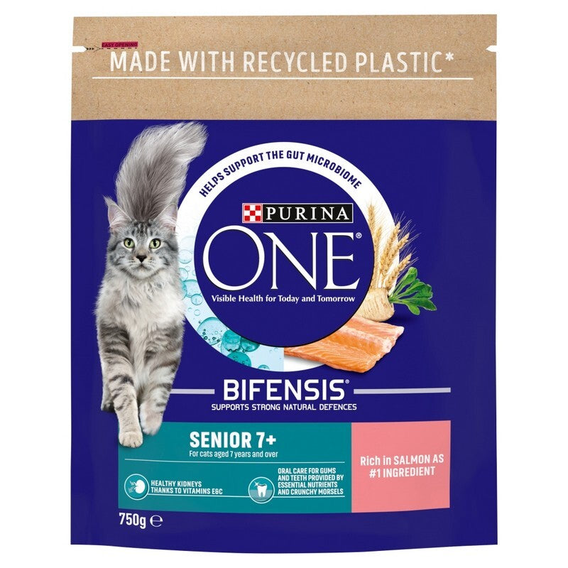 Purina One Senior 7+ Cat Salmon & Wholegrain 750g x 4