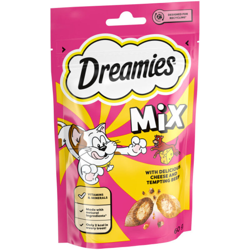 Dreamies Mix Cheese & Beef Cat Treats 60g x 8