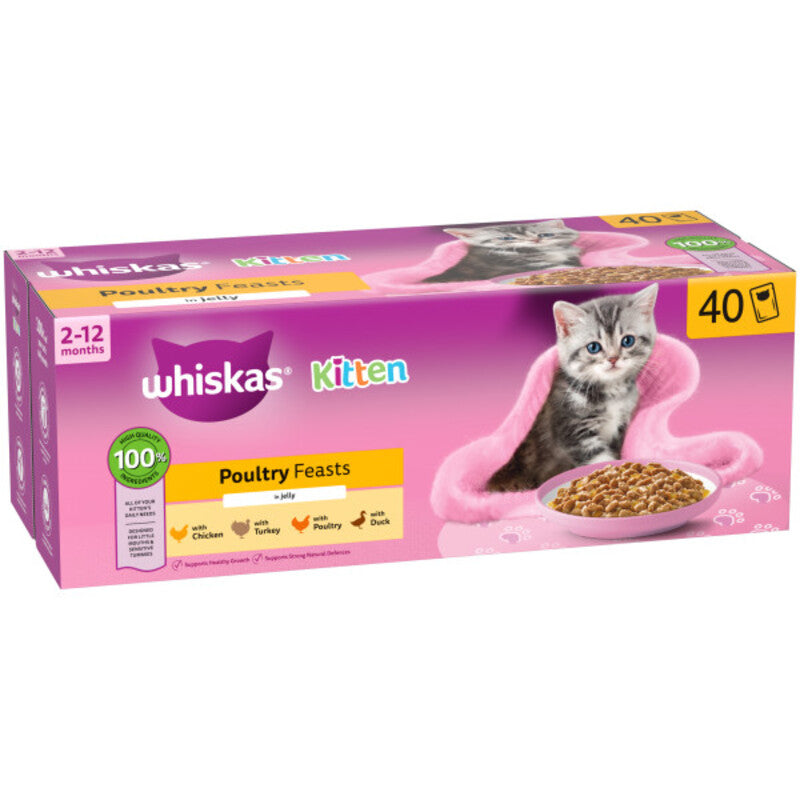 Whiskas Kitten 2-12 month Poultry Feasts in Jelly 85g x 40