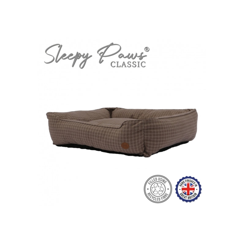 Ancol Sleepy Paws Classic Brown Check Square Bed Extra Large 84cm x 105cm