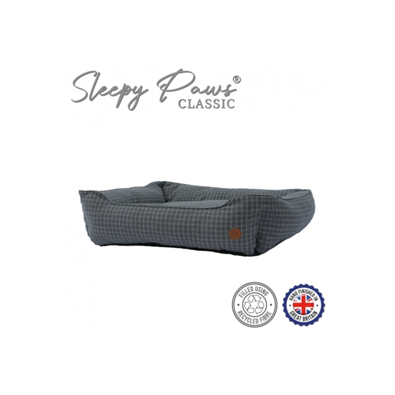 Ancol Sleepy Paws Classic Blue Check Square Bed Extra Large 84cm x 105cm