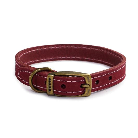 Ancol Heritage Timberwolf Raspberry Leather Dog Collar cm