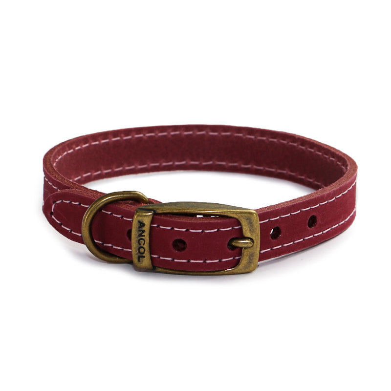 Ancol Heritage Timberwolf Raspberry Leather Dog Collar cm