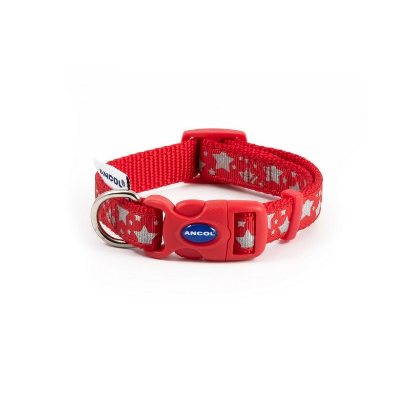 Ancol Stars Adjustable Reflective Red Dog Collar