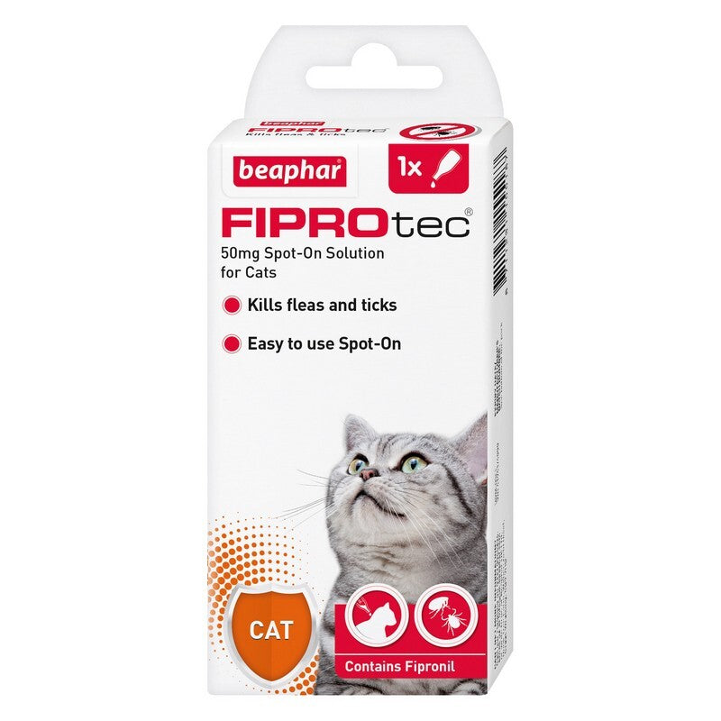 Beaphar FIPROtec Flea & Tick Spot On for Cat pipette x 6