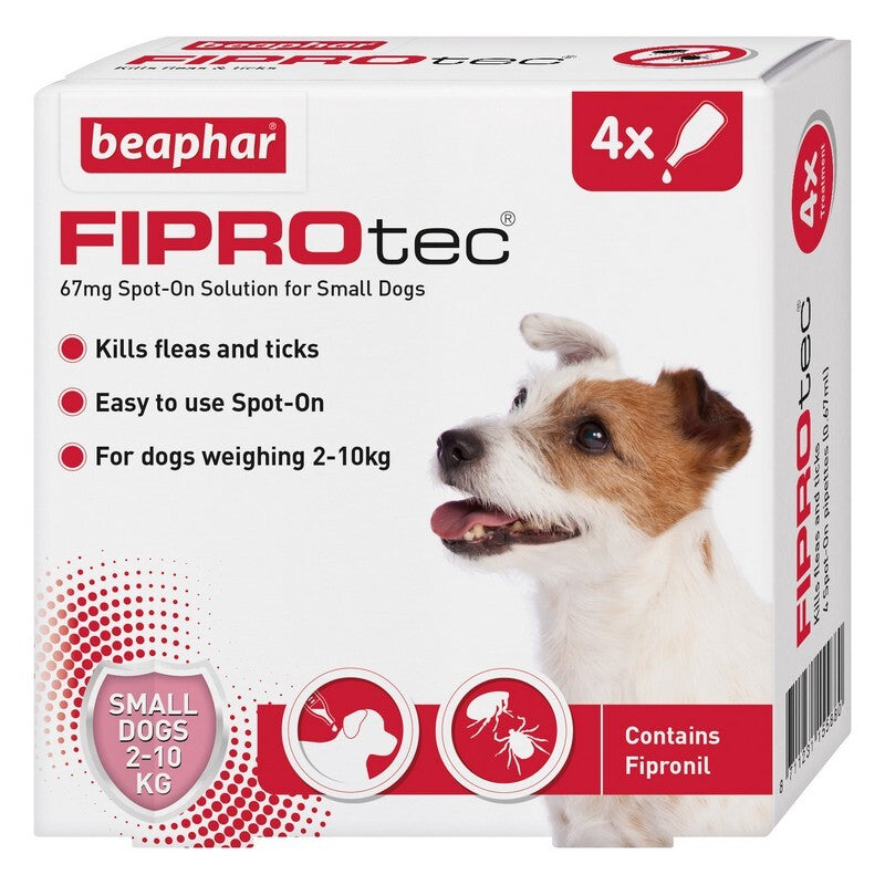 Beaphar FIPROtec Flea & Ticks Spot On for Small Dogs (2-10kg) pipette x 6