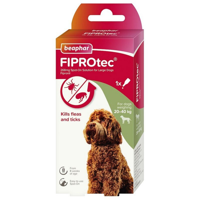 Beaphar FIPROtec Flea & Tick Spot On for Large Dogs (20-40kg) pipette x 6