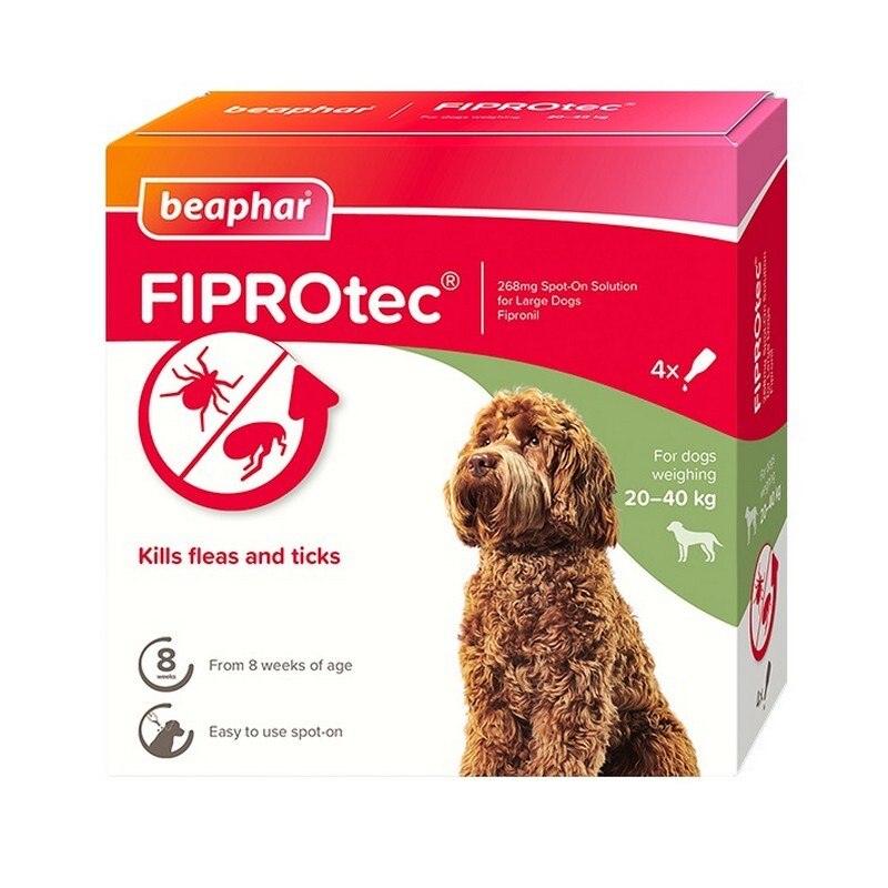 Beaphar FIPROtec Flea & Tick Spot On for Large Dogs (20-40kg) pipette x 6