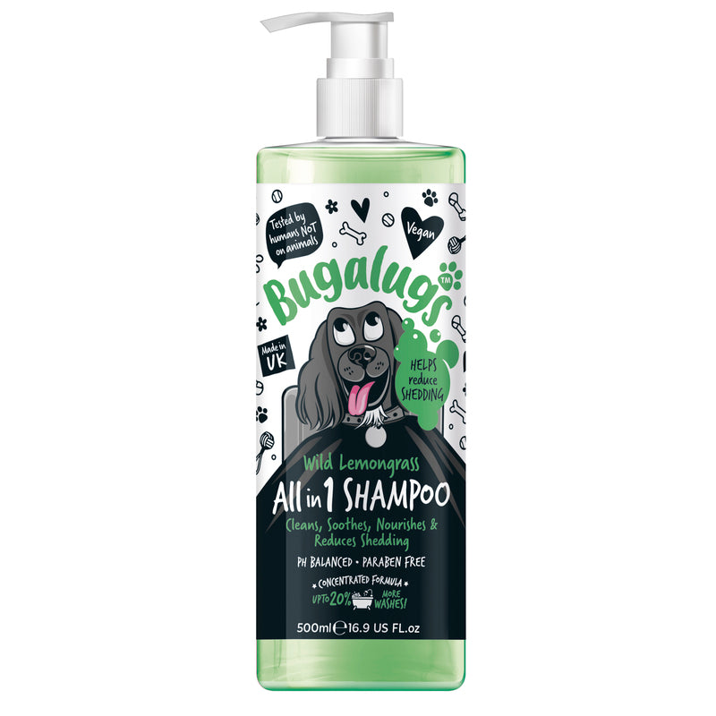 Bugalugs Wild Lemongrass All in 1 Shed Control Dog Shampoo 500ml