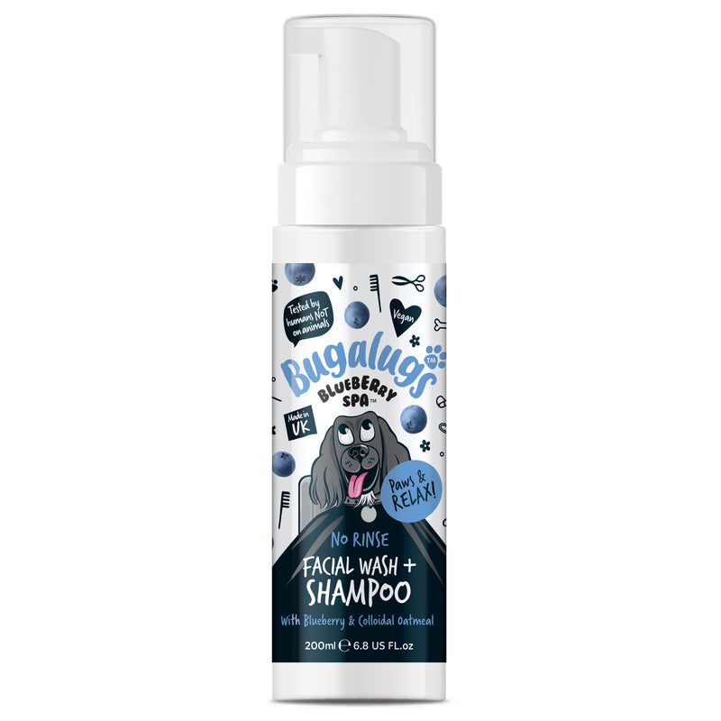 Bugalugs No Rinse Blueberry Spa Facial Wash Dog Shampoo 200ml