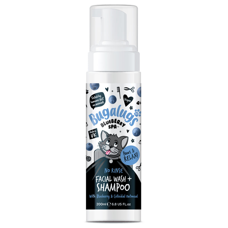 Bugalugs No Rinse Blueberry Spa Facial Wash Cat Shampoo 200ml