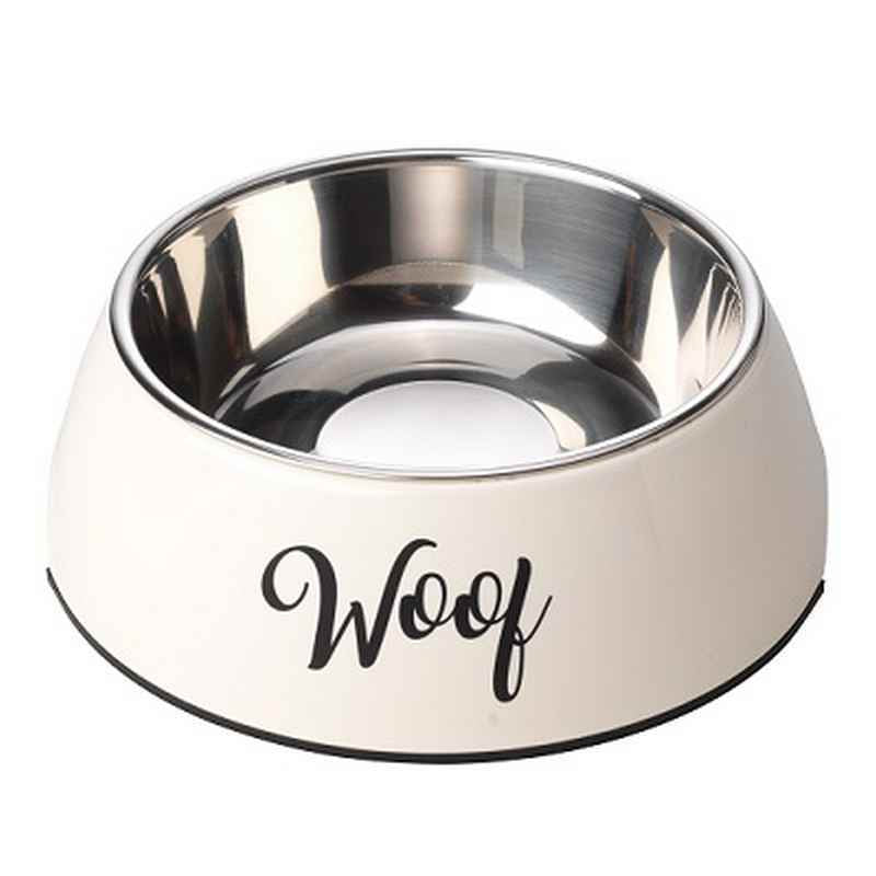 House of Paws Woof 2 in 1 Cream Dog Bowl Large