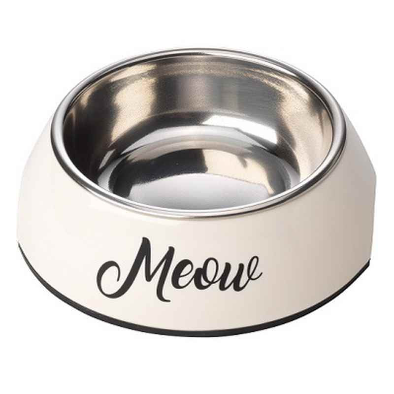 House of Paws Meow 2 in 1 Cream Cat Bowl