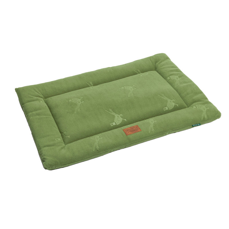 House of Paws Green Embossed Pheasant Fleece Crate Mat
