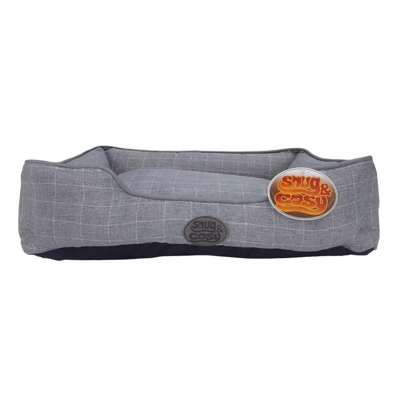 Snug & Cosy Grey Square Check Dog Bed