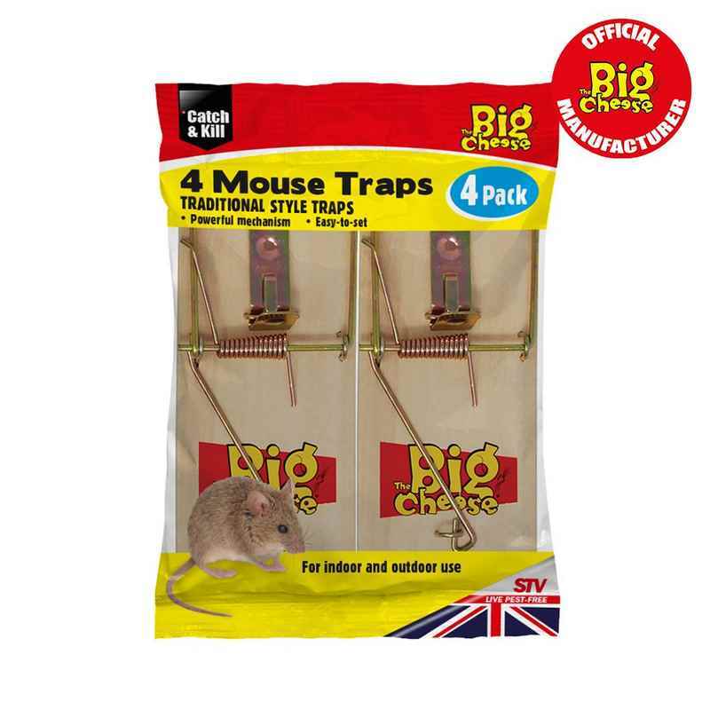 Big Cheese Traditional Wooden Mouse Trap 4 pack
