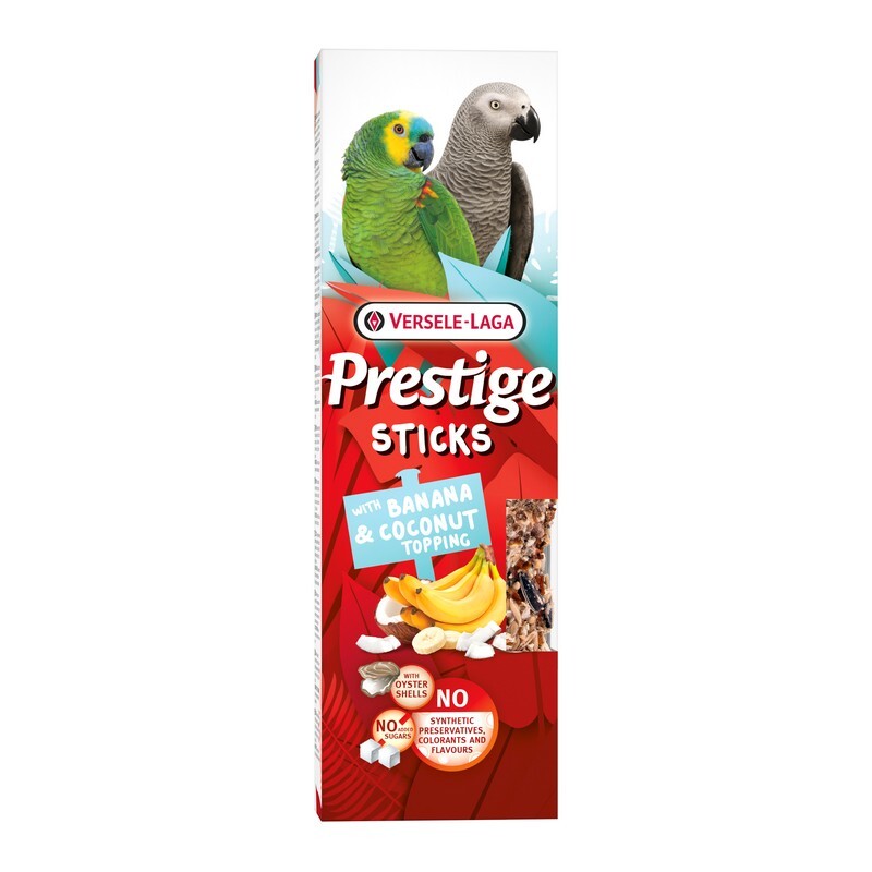 Versele Laga Prestige Sticks Parrots with Banana & Coconut Topping 140g x 8