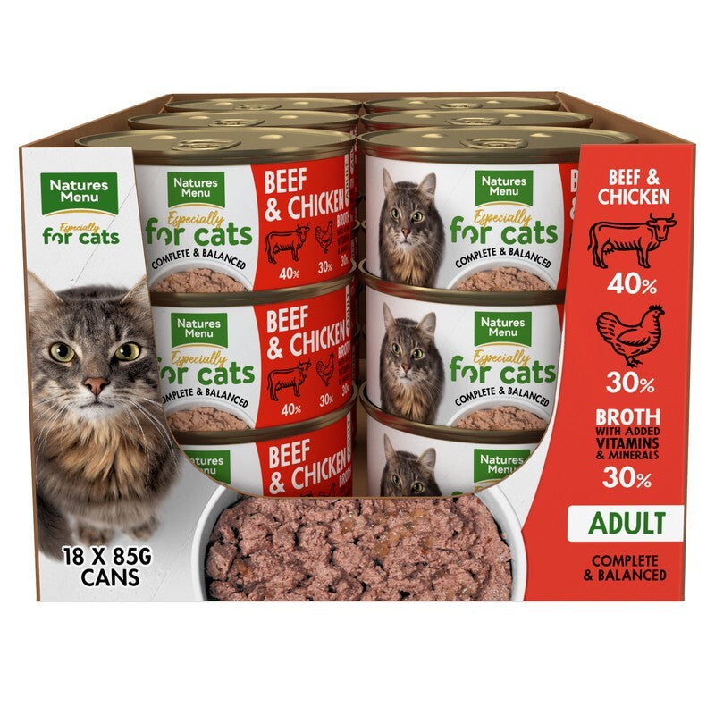 Natures Menu For Cats Adult Beef & Chicken Tins 85g x 18