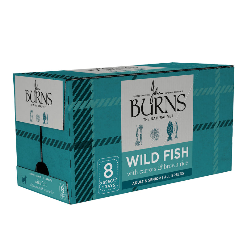 Burns Wild Fish with Carrots & Organic Brown Rice Trays 395g x 8