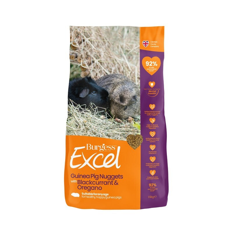 Burgess Excel Guinea Pig Nuggets Blackcurrent & Oregano 1.5kg x 4