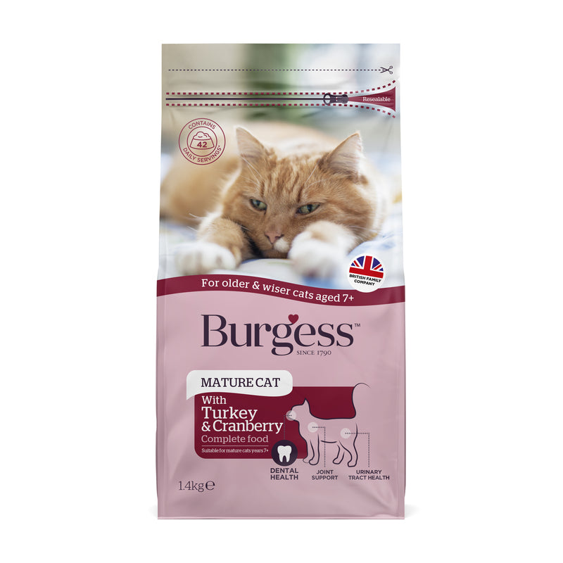 Burgess Mature Cat Turkey & Cranberry 1.4kg x 4