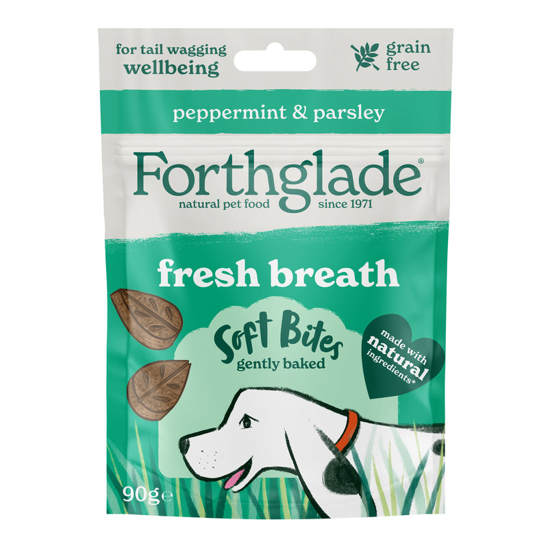 Forthglade Natural Soft Bites Fresh Breath Grain Free Peppermint & Parsley Treats 90g x 8