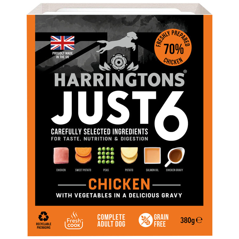Harringtons Just 6 Complete Adult Chicken Trays 380g x 8