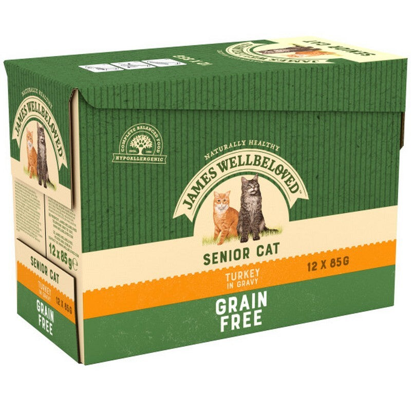 James Wellbeloved Senior Cat Turkey in Gravy Pouches 85g x 12 x 4
