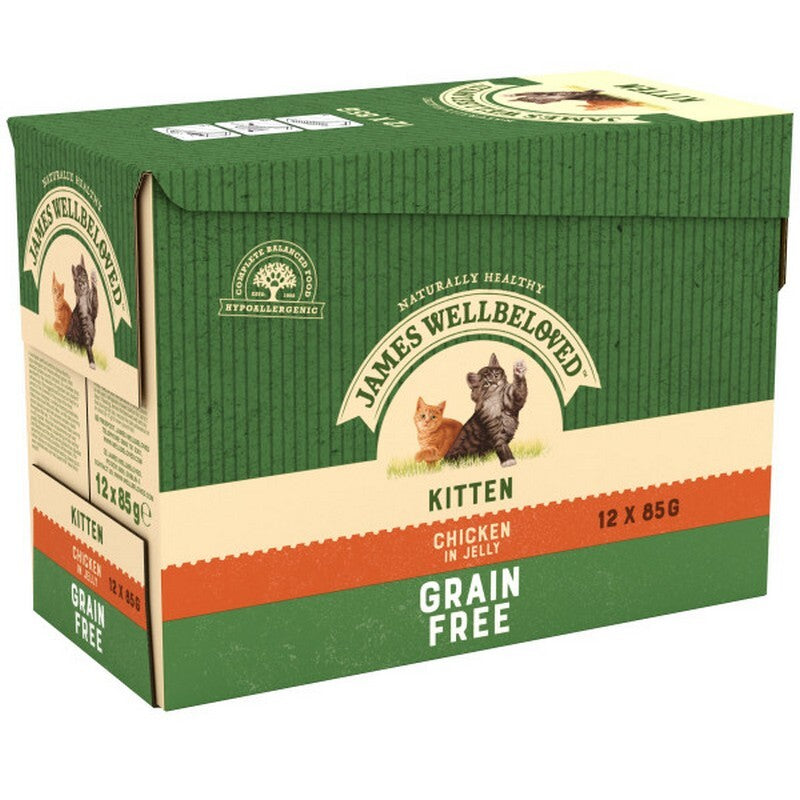 James Wellbeloved Kitten Grain Free Chicken in Jelly Pouches 85g x 12 x 4