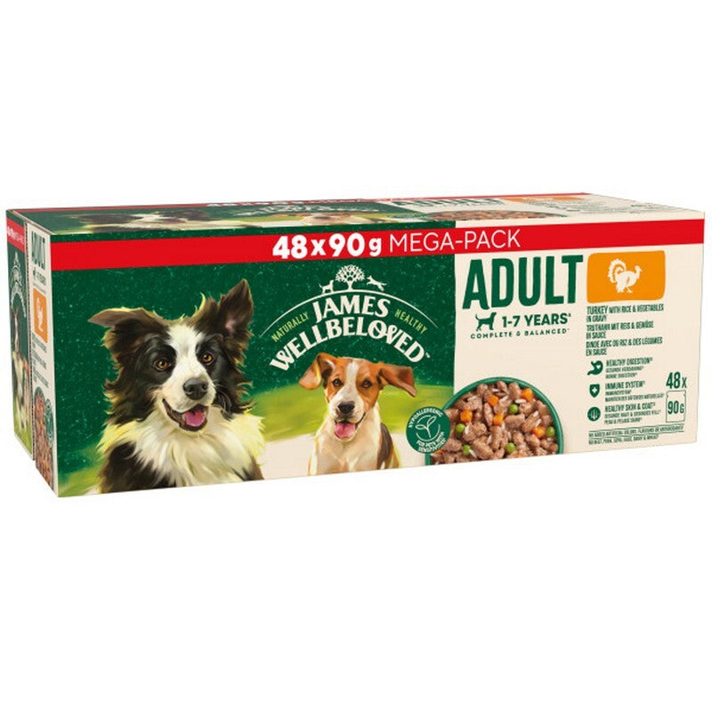 James Wellbeloved Adult Turkey in Gravy 90g x 48