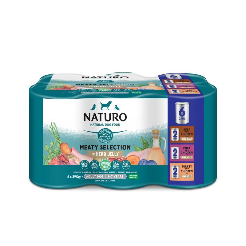 Naturo Adult Grain & Gluten Free Variety in Herb Jelly Tins 390g x 6 x 4