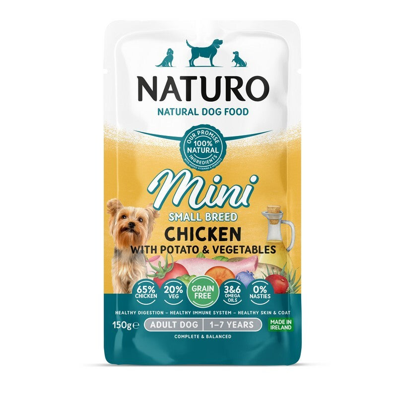 Naturo Adult Mini Grain Free Chicken with Potato & Veg Pouches 150g x 8