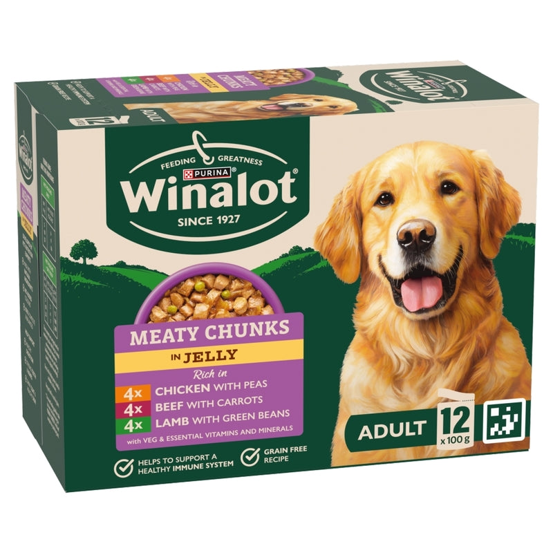 Winalot Adult Meaty Chunks in Jelly 100g x 12 x 4