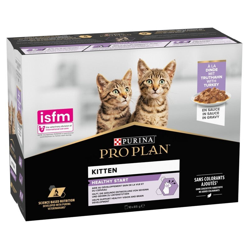 Pro Plan Kitten 1-12m Healthy Start with Turkey in Gravy Pouches 85g x 10 x 4
