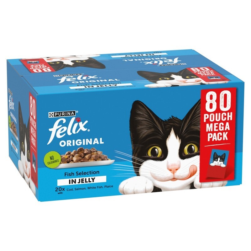 Felix Adult Original Fish Selection in Jelly Pouches 85g x 80