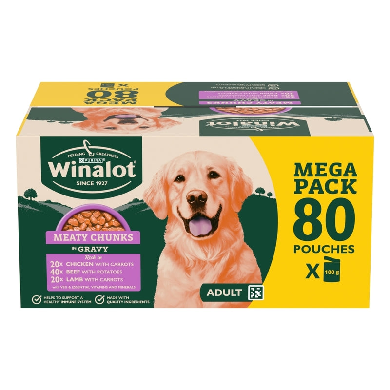 Winalot Adult Meaty Chunks in Gravy 100g x 80