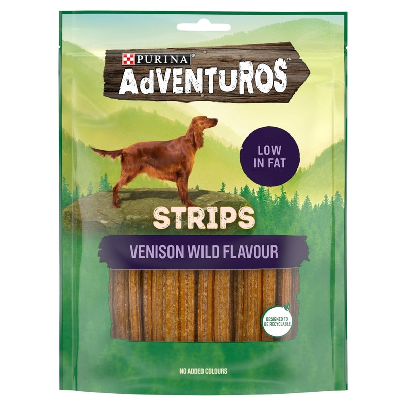 Adventuros Wild Venison Strips Dog Treats 90g x 6