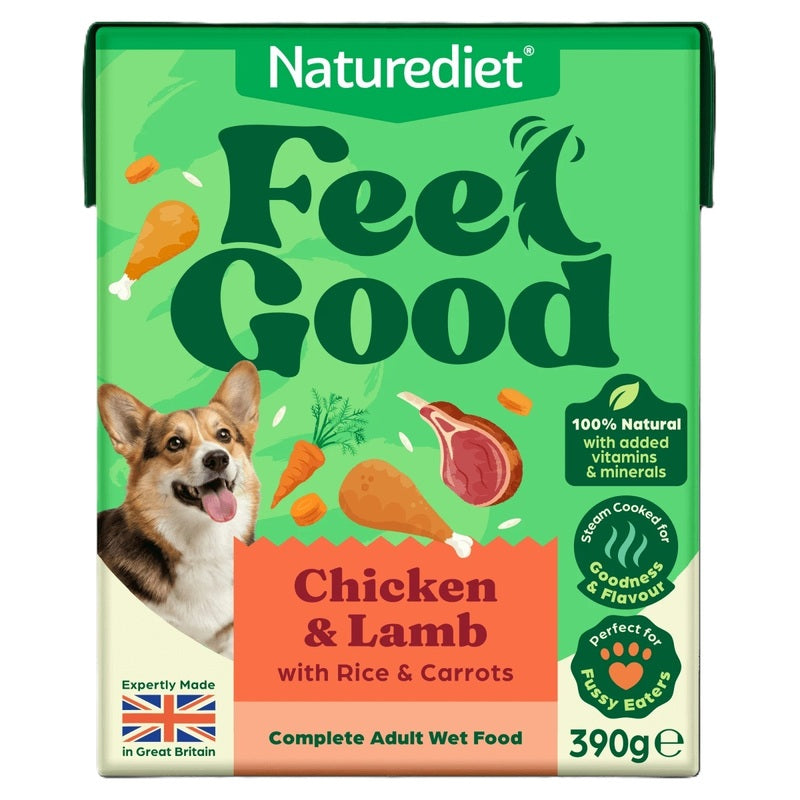 Naturediet Adult Feel Good Chicken & Lamb with Rice & Carrots Cartons 390g x 12