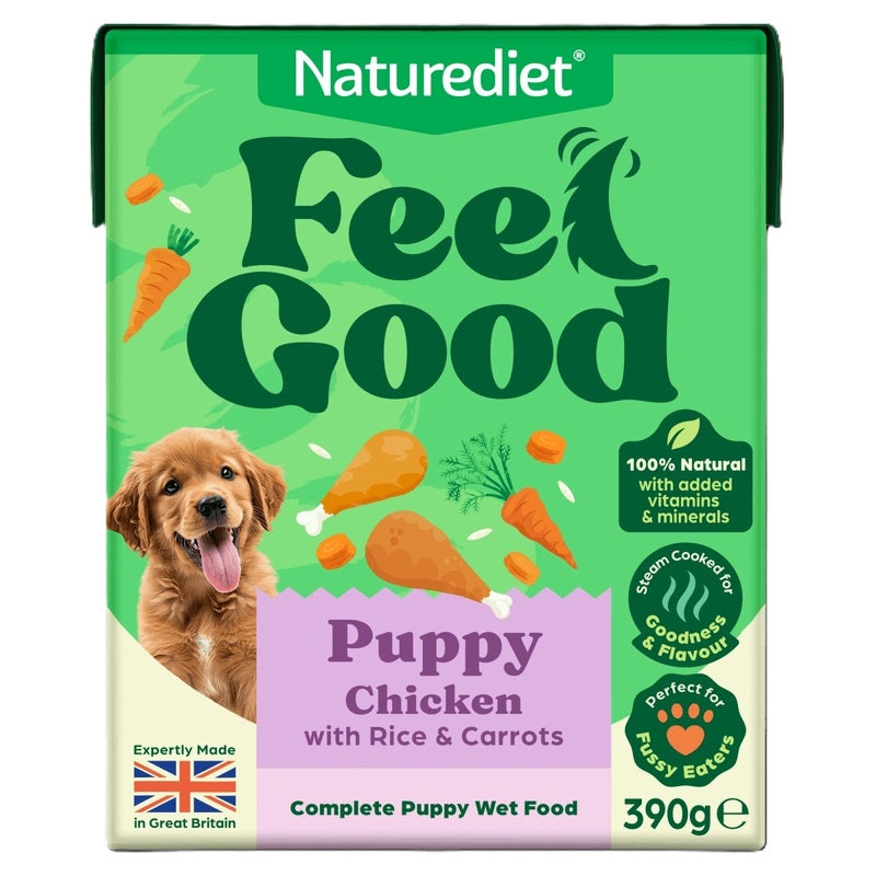 Naturediet Puppy Feel Good Chicken with Rice & Carrots Cartons 390g x 12