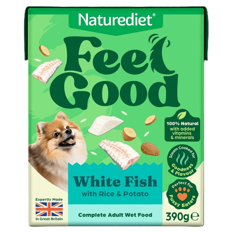 Naturediet Adult Feel Good White Fish with Rice & Potato Cartons 390g x 12